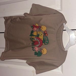 cute brown top with mushrooms !